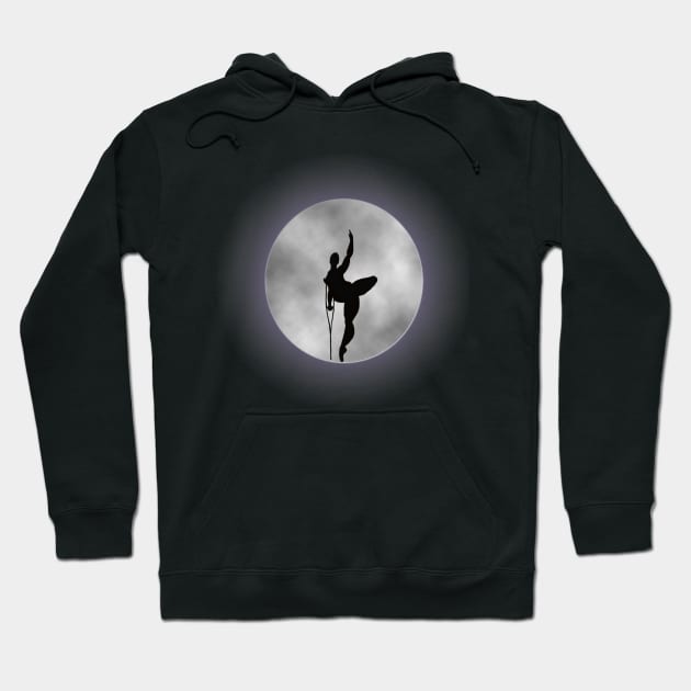 Disabled amputee ballerina dancing before a full moon Hoodie by Kyttsy Krafts